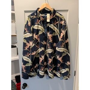Tommy Bahama Puerto‎ Paradise Fleece Pullover XL/3TG Bering Blue Floral